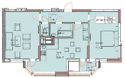 2-кімнатна 72.3 м² в ЖК Чорновола від забудовника, м. Вишневе