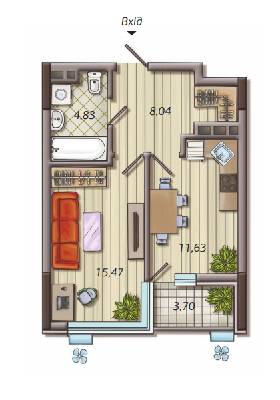 1-кімнатна 41.81 м² в ЖК Французький квартал 2 від 56 300 грн/м², Київ