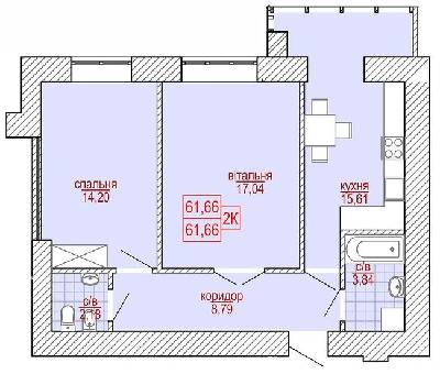 2-кімнатна 61.66 м² в ЖК Паркова алея від 10 150 грн/м², Івано-Франківськ