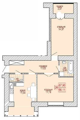 2-кімнатна 66.11 м² в ЖК Паркова алея від 10 150 грн/м², Івано-Франківськ
