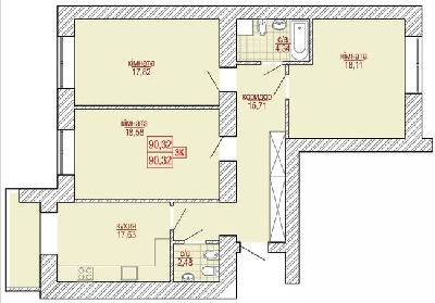 3-кімнатна 90.32 м² в ЖК Паркова алея від 10 150 грн/м², Івано-Франківськ
