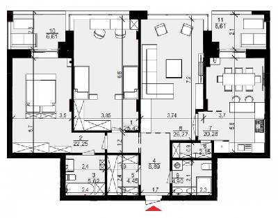 3-комнатная 126.83 м² в ЖК Хвиля Lux от 23 500 грн/м², пгт Брюховичи