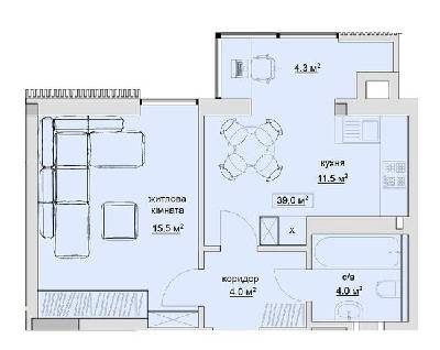 1-кімнатна 39 м² в ЖК Grand Village від 18 350 грн/м², с. Сокільники