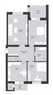 3-комнатная 92.1 м² в ЖК Сонячний край от 13 950 грн/м², с. Зымна Вода