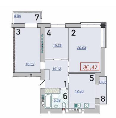 3-кімнатна 80.47 м² в ЖК Квартал Левада від 11 500 грн/м², Івано-Франківськ