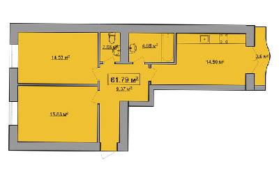 2-комнатная 61.79 м² в ЖК им. Яна от 18 900 грн/м², Ивано-Франковск