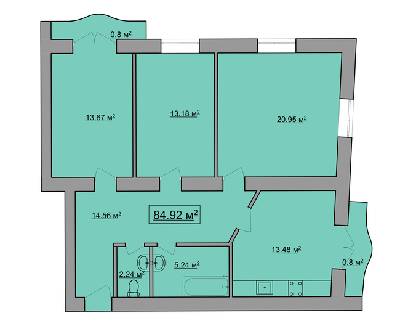 3-комнатная 84.92 м² в ЖК им. Яна от 16 100 грн/м², Ивано-Франковск