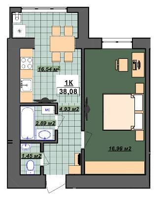1-кімнатна 38.08 м² в ЖК Гетьманський від 12 800 грн/м², Івано-Франківськ