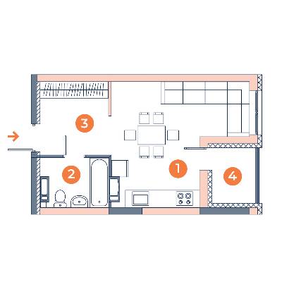 1-кімнатна 29.36 м² в ЖК Orange City від 21 000 грн/м², Київ