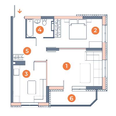 2-кімнатна 53.42 м² в ЖК Orange City від 23 600 грн/м², Київ