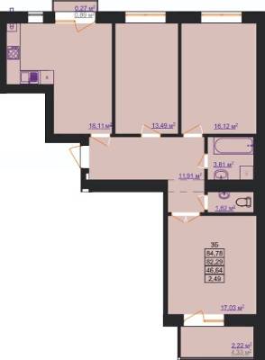 3-кімнатна 84.78 м² в ЖК Світанковий від 10 500 грн/м², Івано-Франківськ