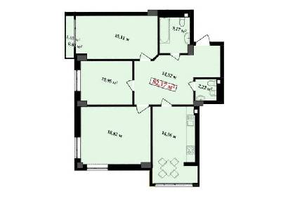3-кімнатна 82.17 м² в ЖК Імперія від 14 000 грн/м², Івано-Франківськ