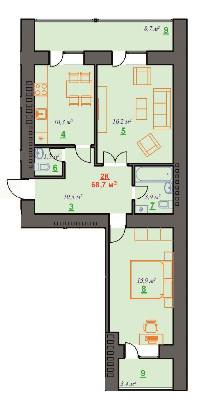 2-кімнатна 68.7 м² в ЖК Ювілейний від 9 200 грн/м², Івано-Франківськ
