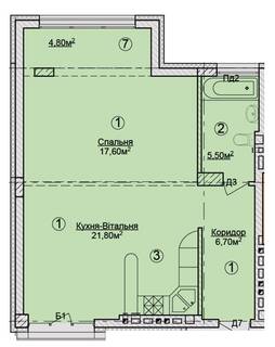 1-комнатная 58.9 м² в КД Rezydencja Zalizna Voda от 53 950 грн/м², Львов