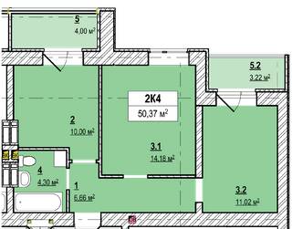 2-кімнатна 50.37 м² в ЖК Вишгород Сіті Парк від 18 500 грн/м², м. Вишгород