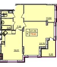 2-комнатная 72.22 м² в ЖК Свобода от 17 000 грн/м², Хмельницкий