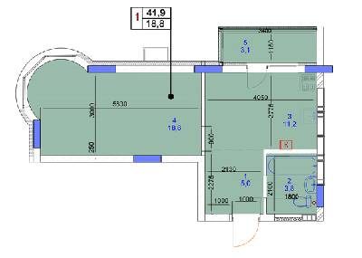 1-комнатная 41.9 м² в ЖК Садочок от застройщика, с. Новоселки