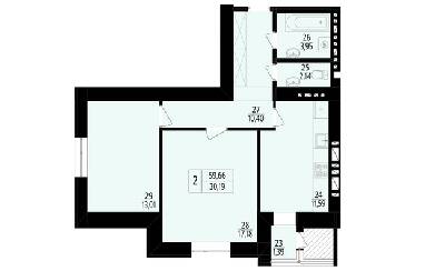 2-комнатная 59.66 м² в ЖК Дизайн парк от 9 000 грн/м², Хмельницкий