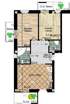 2-комнатная 84.98 м² в ЖК Garden Hall от 18 500 грн/м², с. Чагор