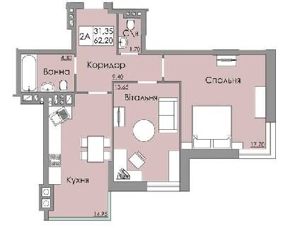 2-кімнатна 62.2 м² в ЖК Панда від 22 750 грн/м², Чернівці