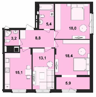 3-комнатная 86 м² в ЖК Киевский от 19 450 грн/м², Черновцы