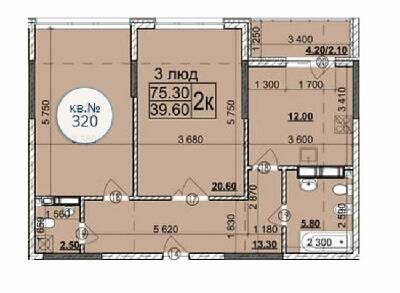 2-комнатная 75.3 м² в Мкрн Зоряний от 26 300 грн/м², Черновцы