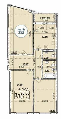 3-комнатная 96.8 м² в Мкрн Зоряний от 26 300 грн/м², Черновцы