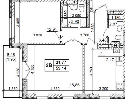 2-комнатная 59.14 м² в ЖК Оазис Буковини от 14 500 грн/м², Черновцы