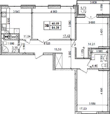 3-комнатная 84.59 м² в ЖК Оазис Буковини от 11 450 грн/м², Черновцы