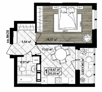 1-комнатная 39.56 м² в ЖК Paradise Life от 27 500 грн/м², Чернигов