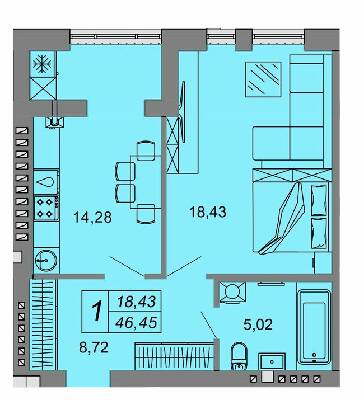 1-комнатная 46.45 м² в ЖК Юпитер от 15 000 грн/м², с. Липины