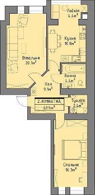 2-комнатная 67.5 м² в ЖД Липинський+ от 16 000 грн/м², с. Липины