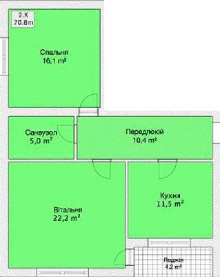 2-комнатная 70.8 м² в ЖК на ул. Агатангела Крымского, 28 от 17 800 грн/м², Винница