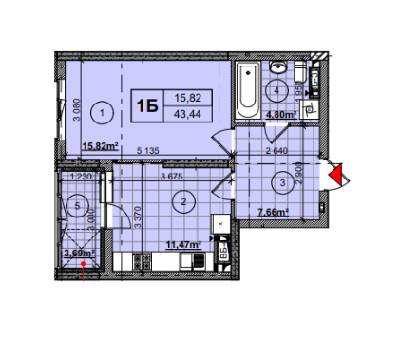 1-кімнатна 43.6 м² в ЖК Традиція від 29 937 грн/м², Київ