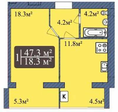 1-комнатная 47.3 м² в ЖК Мечта на Покровской от 14 000 грн/м², Житомир