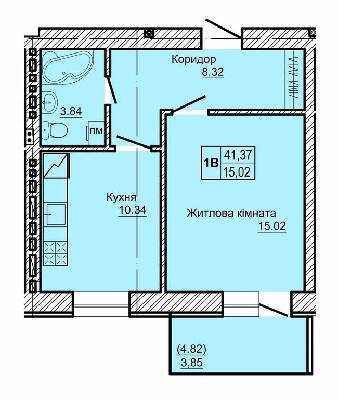 1-комнатная 41.37 м² в ЖК Новоградский от 12 500 грн/м², г. Новоград-Волынский