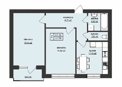 2-кімнатна 61.35 м² в ЖК Тетріс від 22 400 грн/м², Ужгород