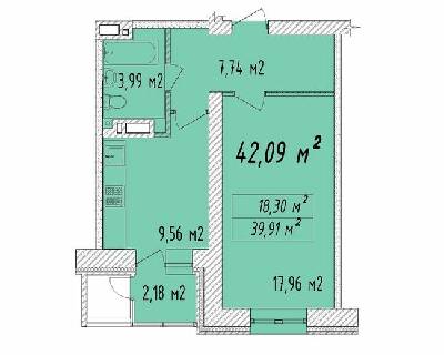 1-комнатная 42.09 м² в ЖК Графський от 14 000 грн/м², Черкассы