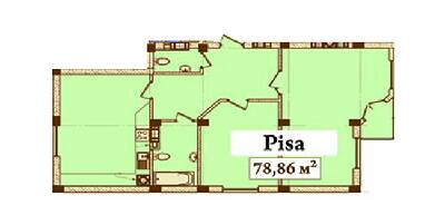 2-комнатная 78.86 м² в ЖК Перлина Умані от застройщика, г. Умань