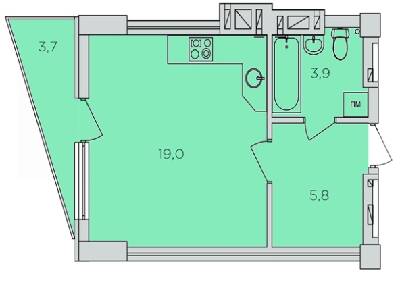 1-комнатная 29.9 м² в ЖК 360 от застройщика, Ровно