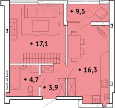 1-комнатная 44 м² в ЖК Spectrum от застройщика, Ровно