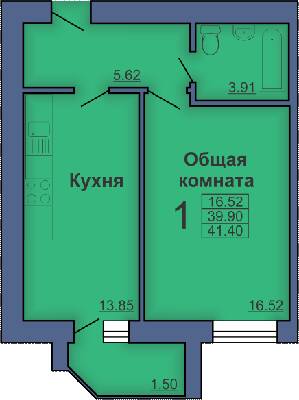 1-комнатная 41.4 м² в ЖК на ул. Мира, 18В от 15 000 грн/м², Полтава