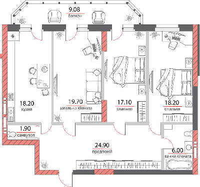 3-комнатная 115.08 м² в ЖК на ул. Пилипа Орлика, 26 от 34 650 грн/м², Полтава