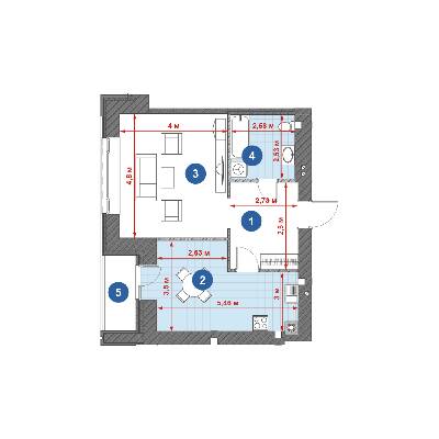 1-комнатная 54.1 м² в ЖК Central Park от 20 650 грн/м², г. Кременчуг