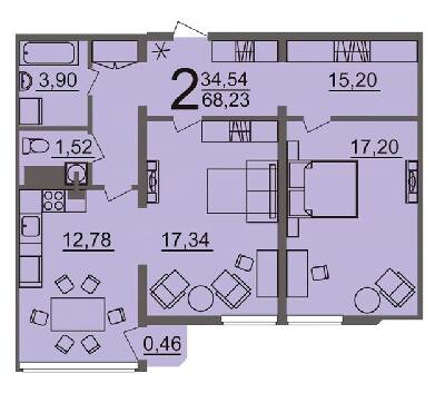 2-кімнатна 68.23 м² в Мкрн Цивільний посад від 12 400 грн/м², Миколаїв