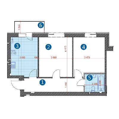2-комнатная 57.83 м² в ЖК Уют от 12 200 грн/м², г. Кременчуг
