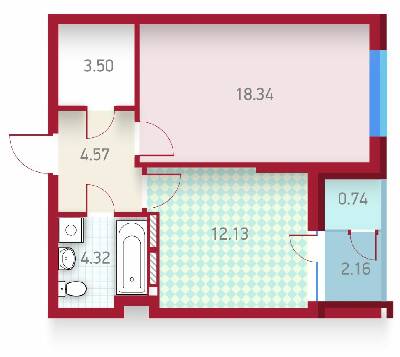 1-комнатная 45.76 м² в ЖК Покрова от застройщика, Киев