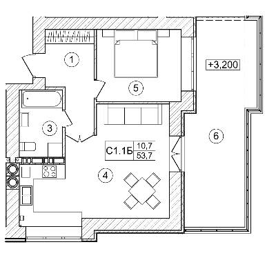 1-комнатная 53.7 м² в ЖК Bavaria City от 13 750 грн/м², с. Крюковщина