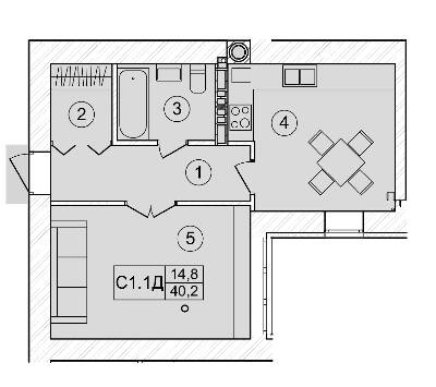 1-комнатная 40.2 м² в ЖК Bavaria City от 18 000 грн/м², с. Крюковщина