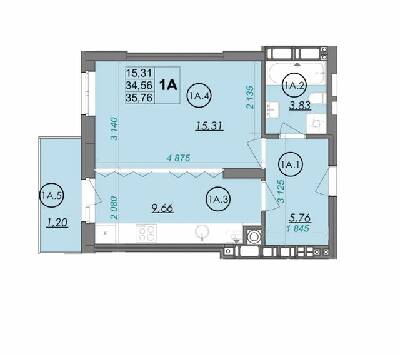 1-кімнатна 35.76 м² в ЖК Panorama від 17 750 грн/м², Луцьк